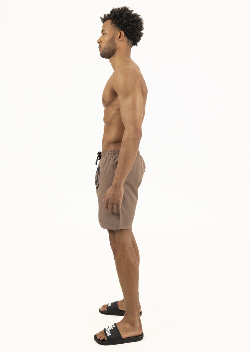 Swim Shorts - 100% Polyester, Brown, hi-res