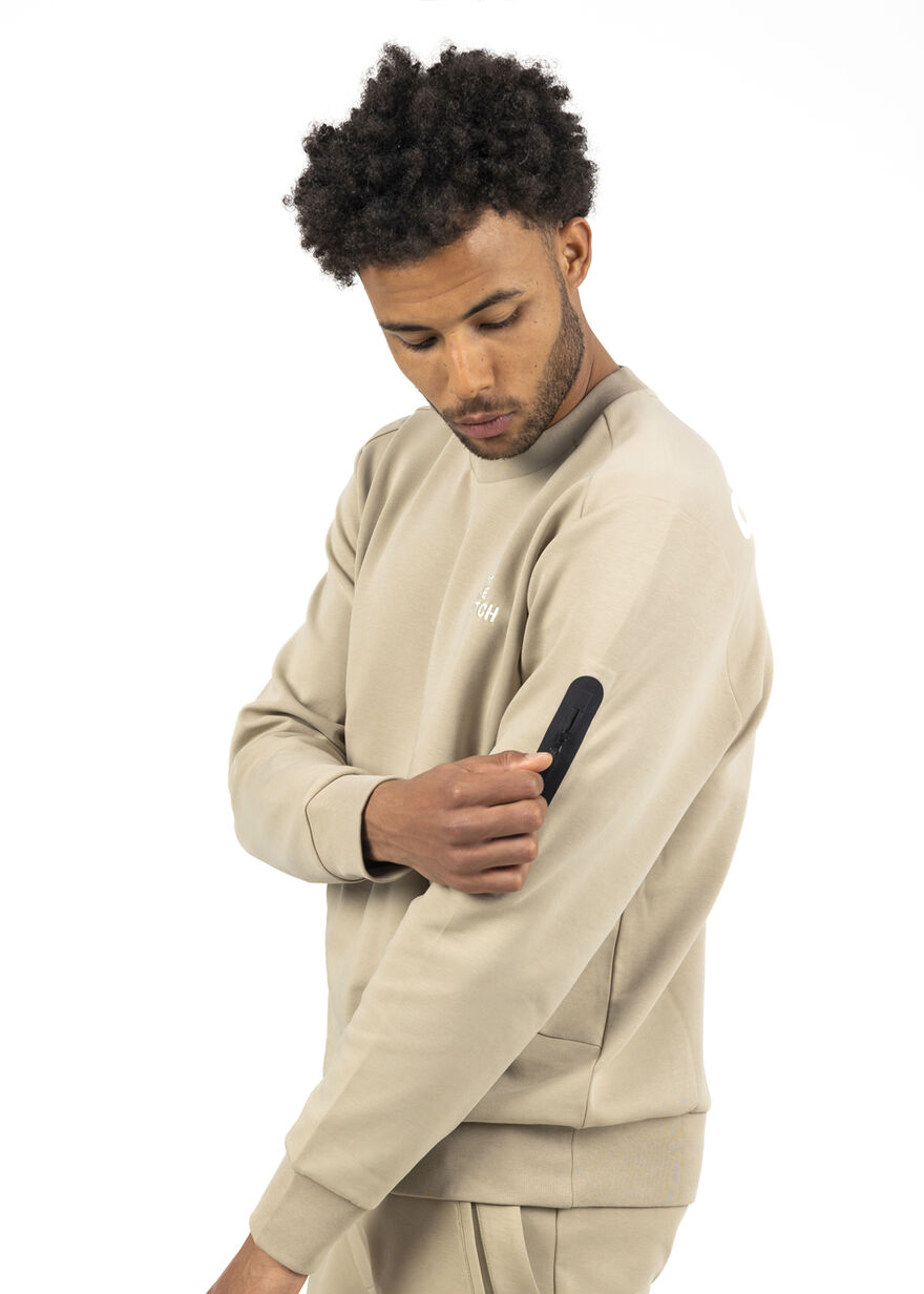 Offset Crewneck - 78% Cotton/17% Polyester/5% Elas, Sand, hi-res