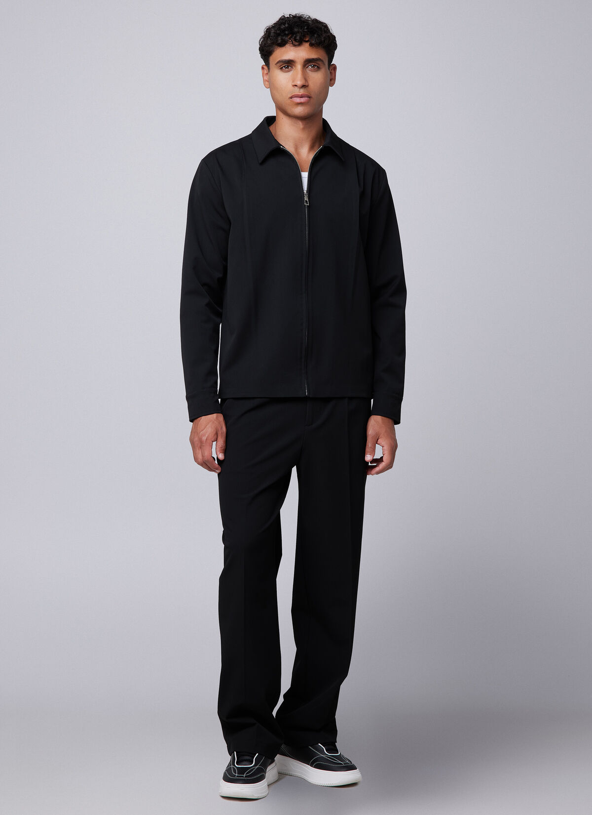 Pleated Overshirt, Black, hi-res