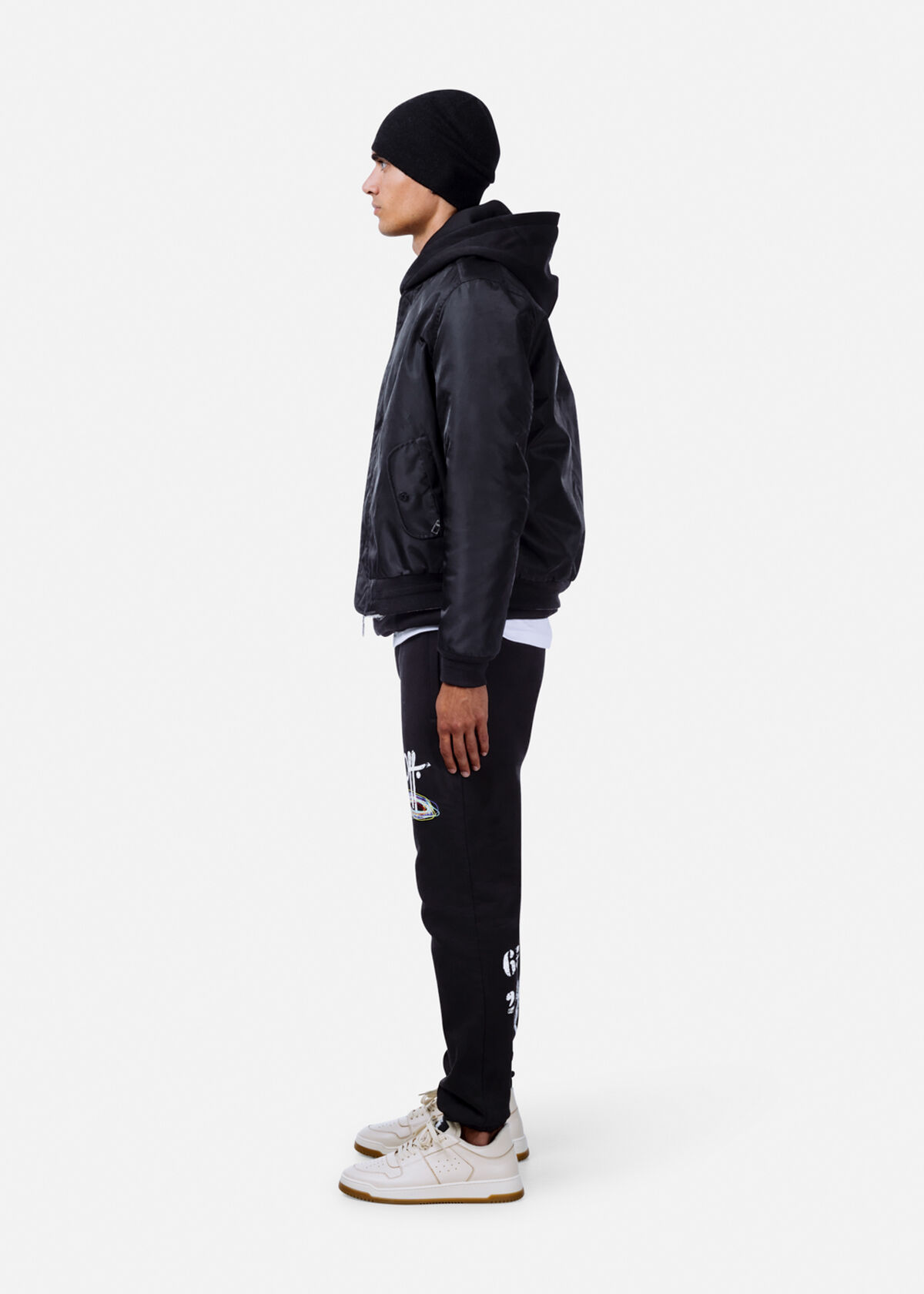 Reversible Bomber Jacket, Black, hi-res