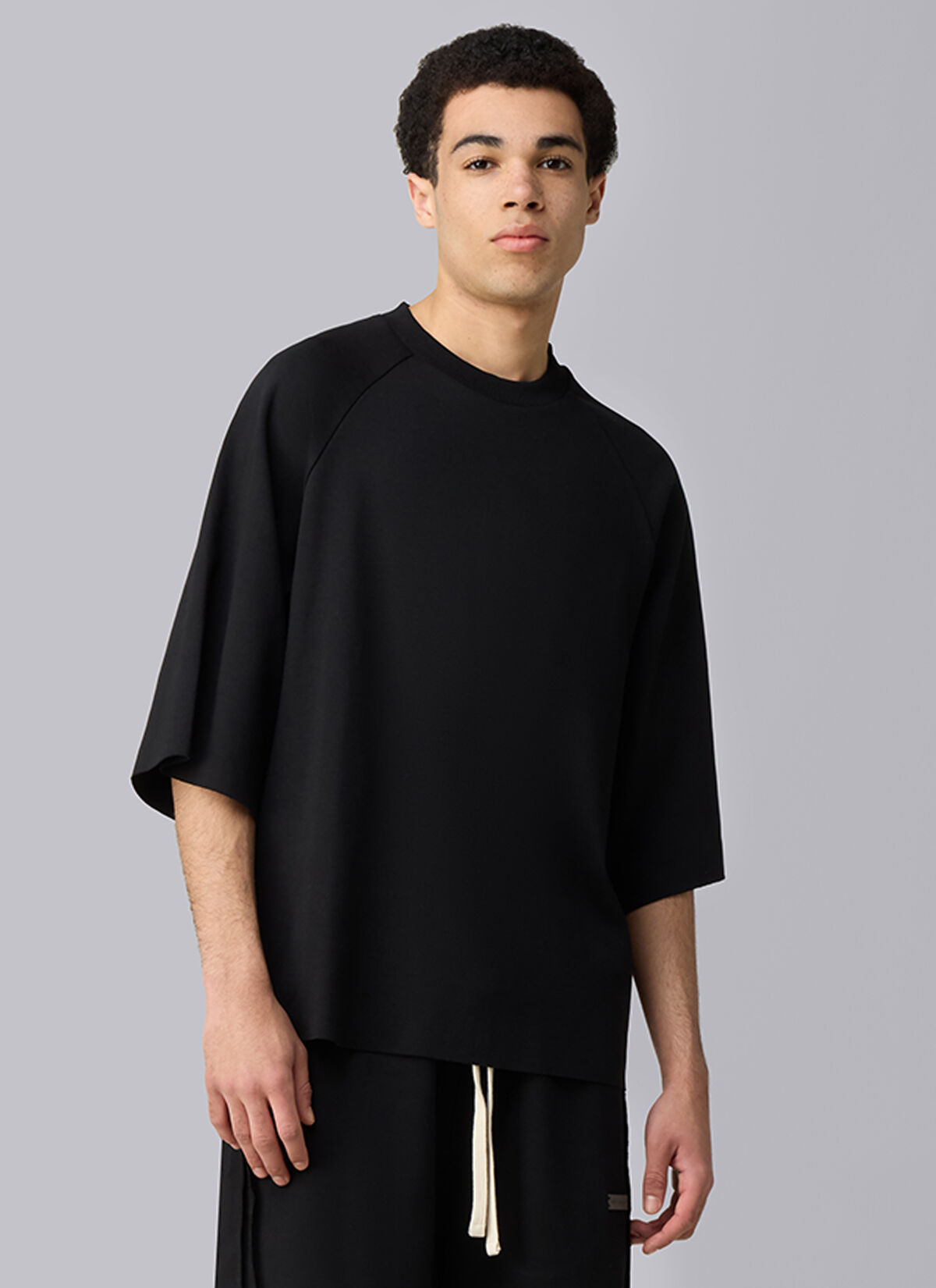 Raw Edge Echo Raglan Tee, Black, hi-res