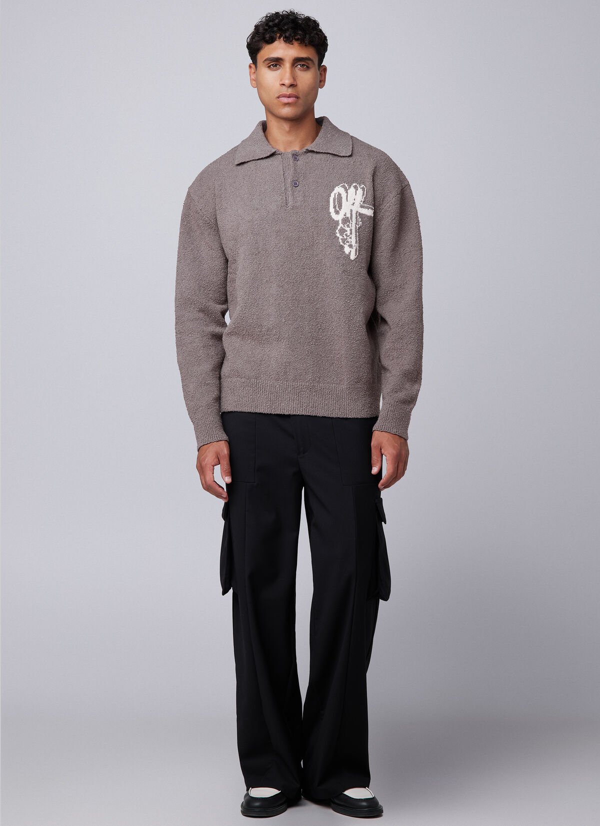 Boucle Grip Sweater, Dark grey, hi-res