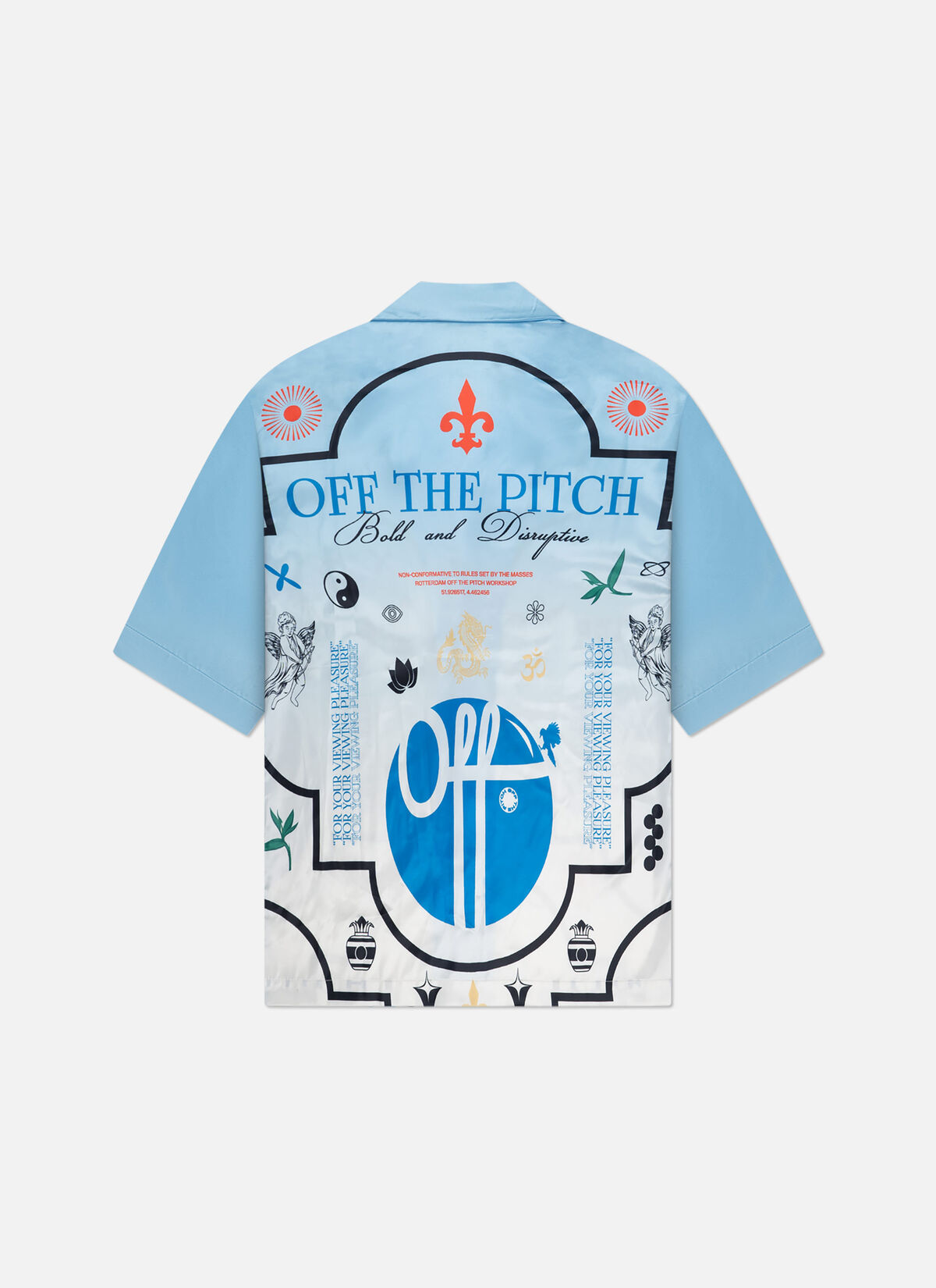 Global Satin Shirt, White/Blue, hi-res