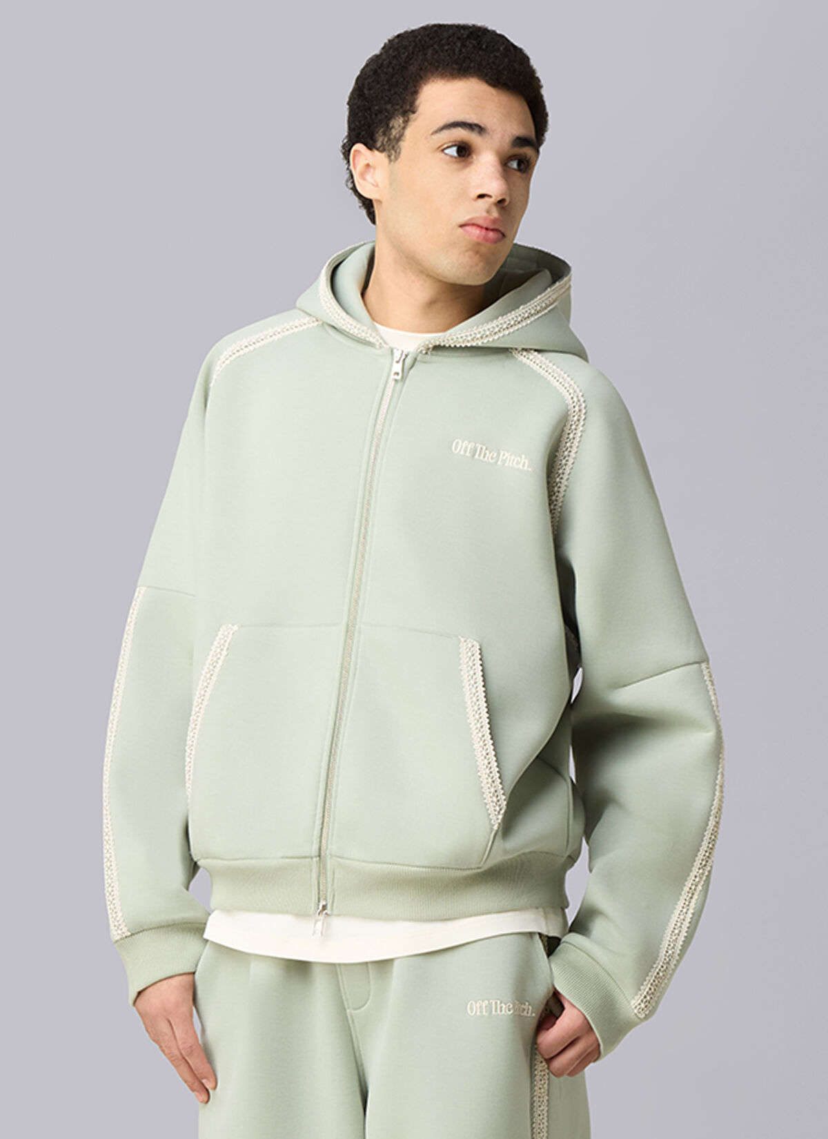 Adorment Zip Hood, Khaki, hi-res