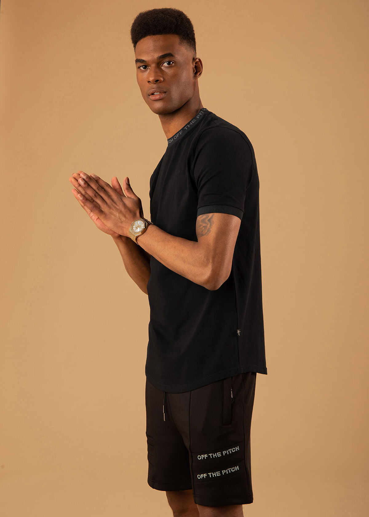 The Solar Slimfit Tee - Light Grey - 95% Cotton 5%, Black, hi-res
