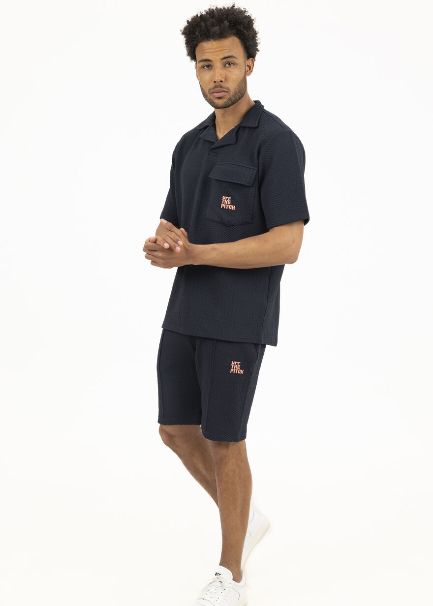 Boulevard Lapel Shirt - 97% Polyester / 3% Elastan, Navy/Black, hi-res