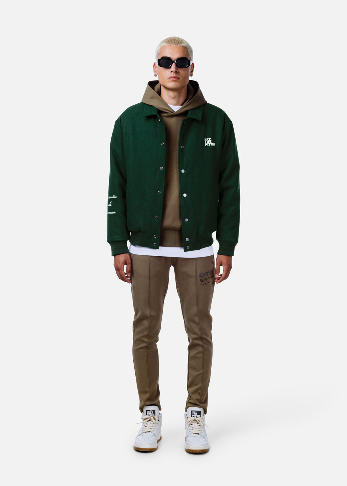 Graphic Varsity Jacket, Green, hi-res