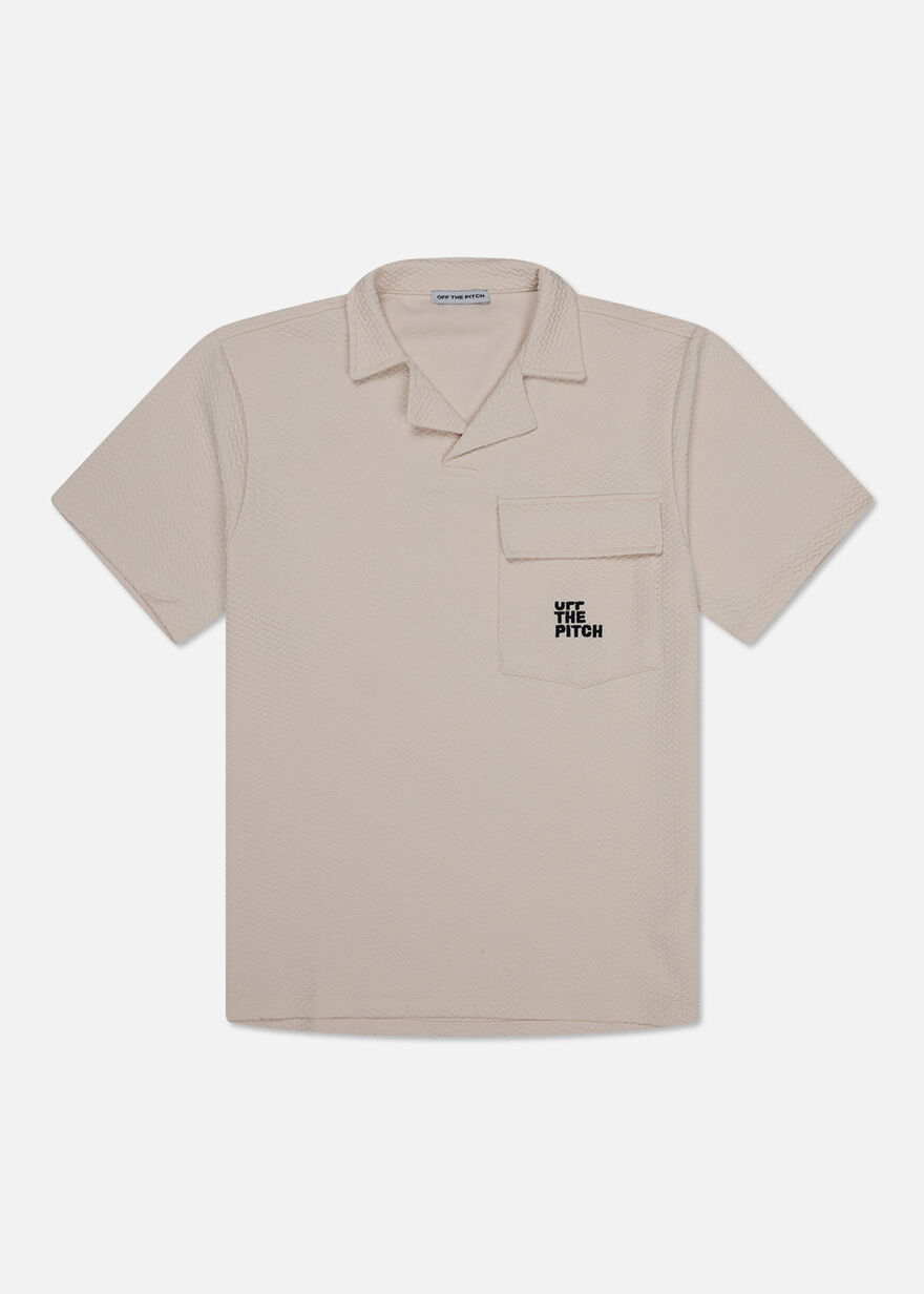 Boulevard Lapel Shirt - 97% Polyester / 3% Elastan, Crème, hi-res