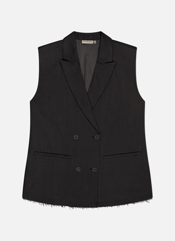 Sleeveless Frayed Blazer