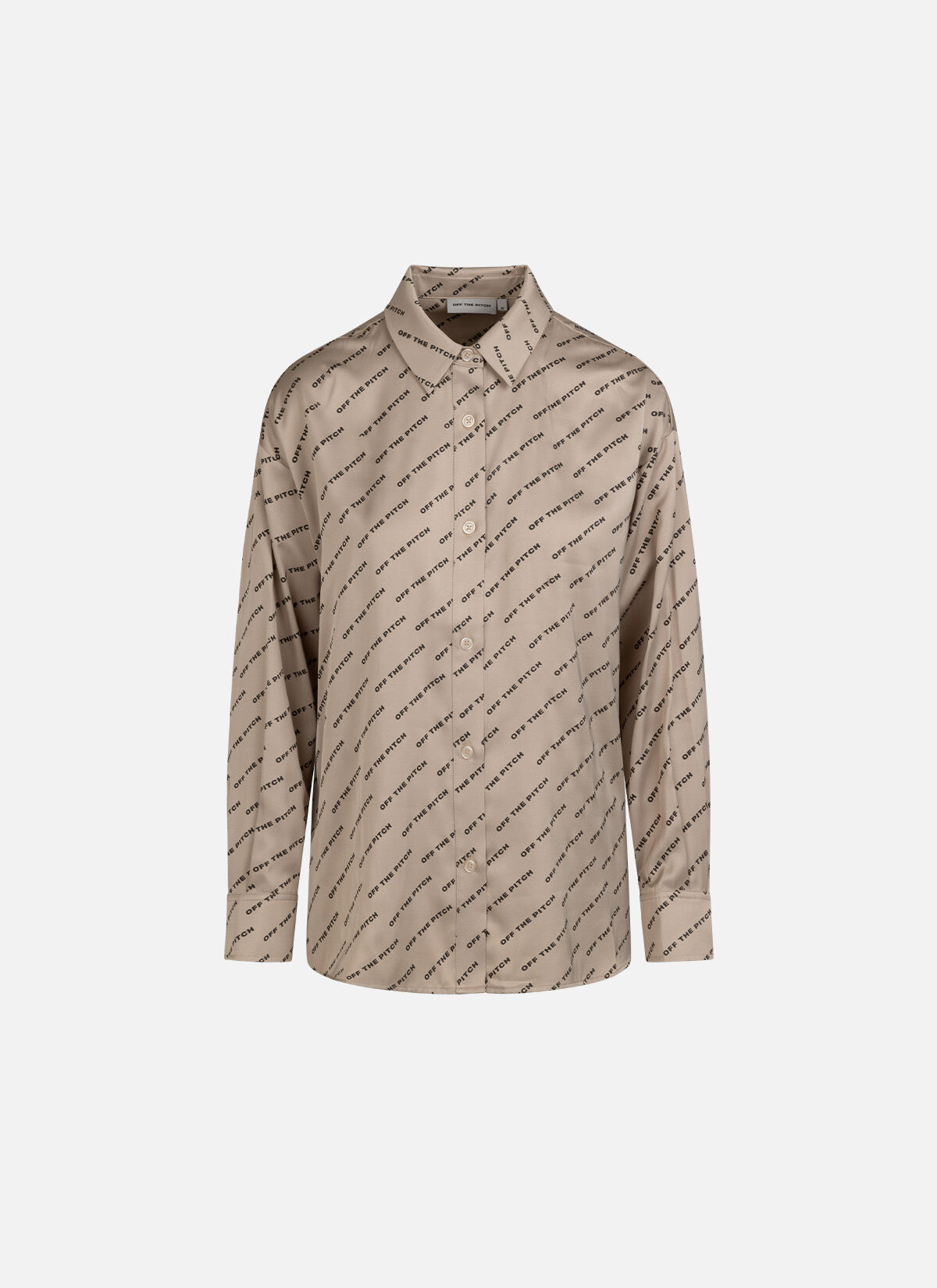 Satin Paige Shirt, Sand, hi-res