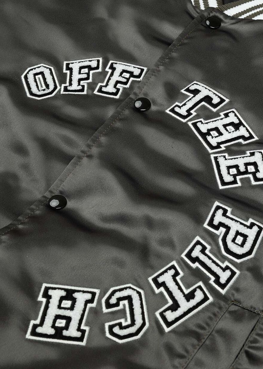 Satin Varsity Jacket, Brown/Green, hi-res