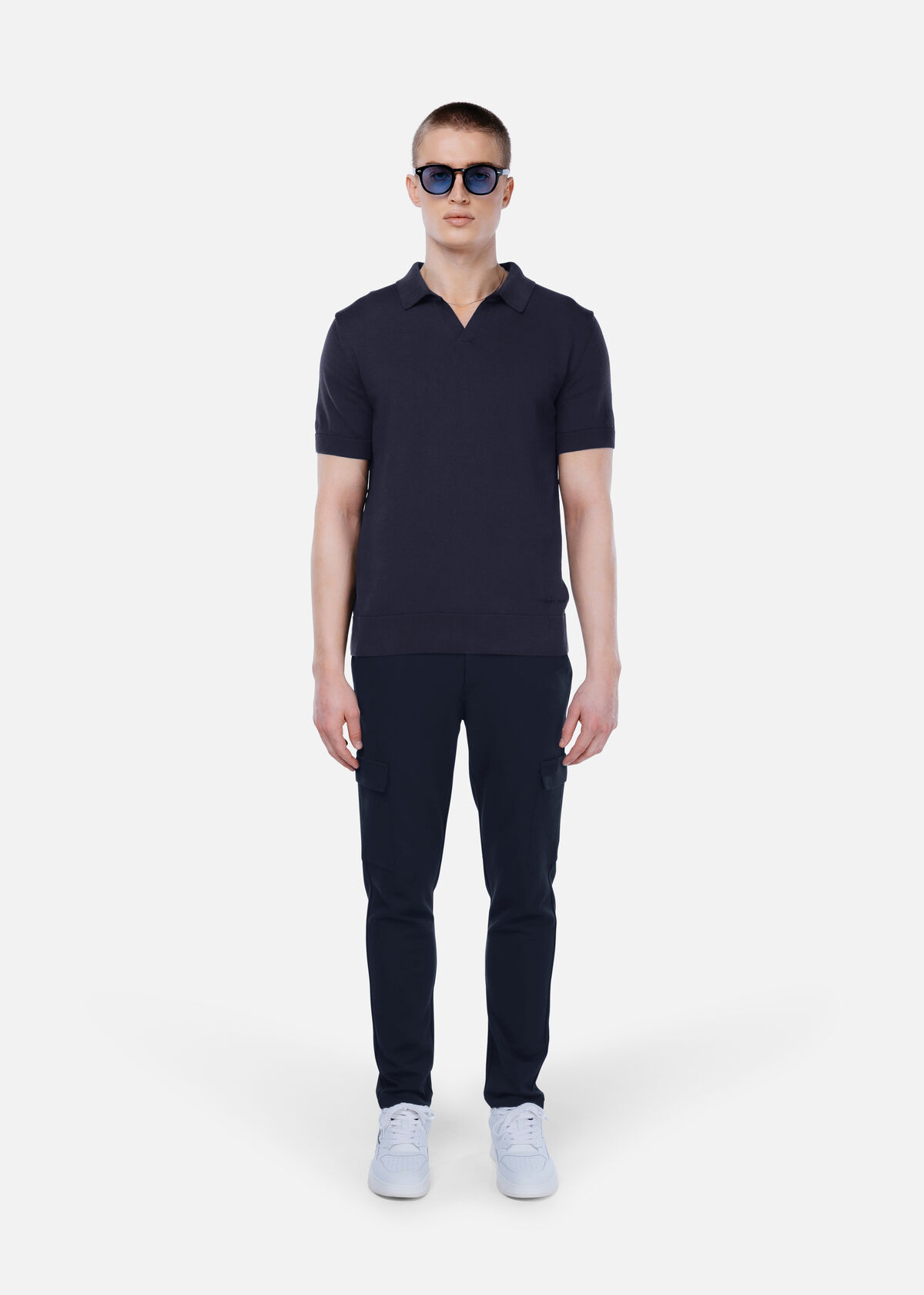Smart Knitted Polo, Navy, hi-res