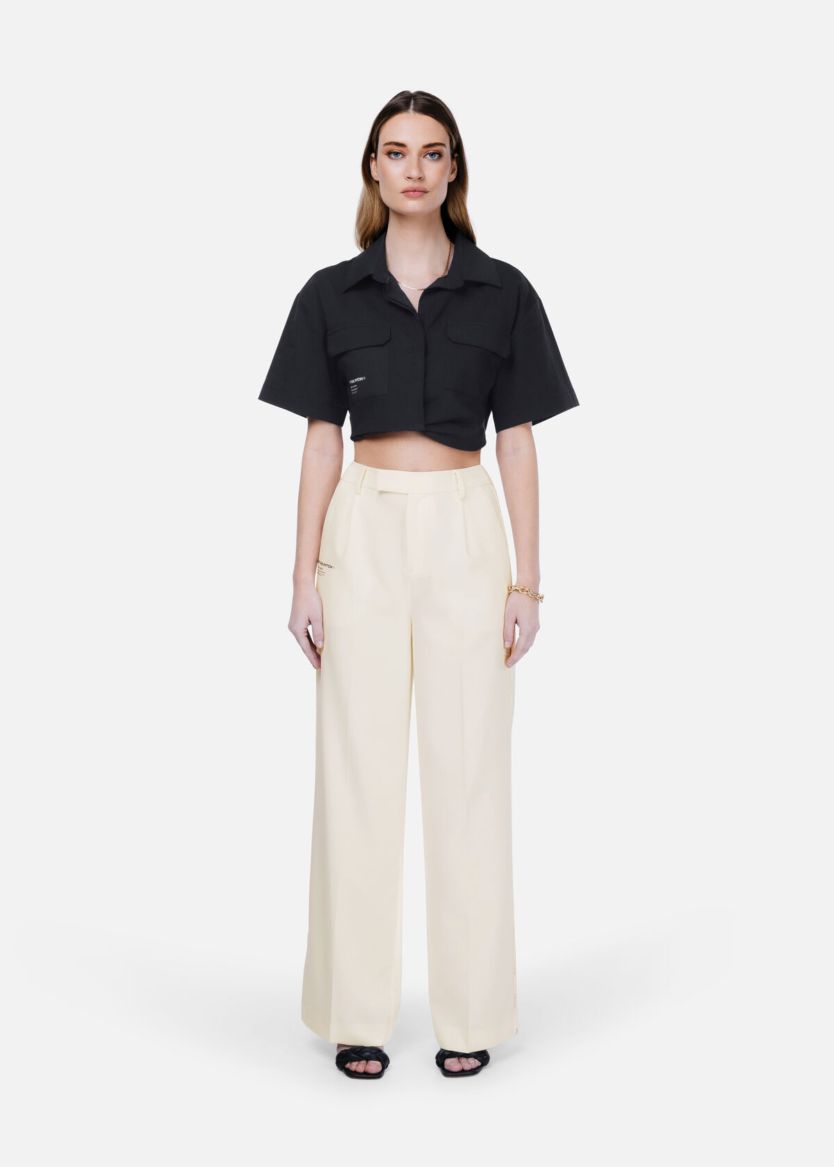 WMNS Cropped Shirt, Black, hi-res