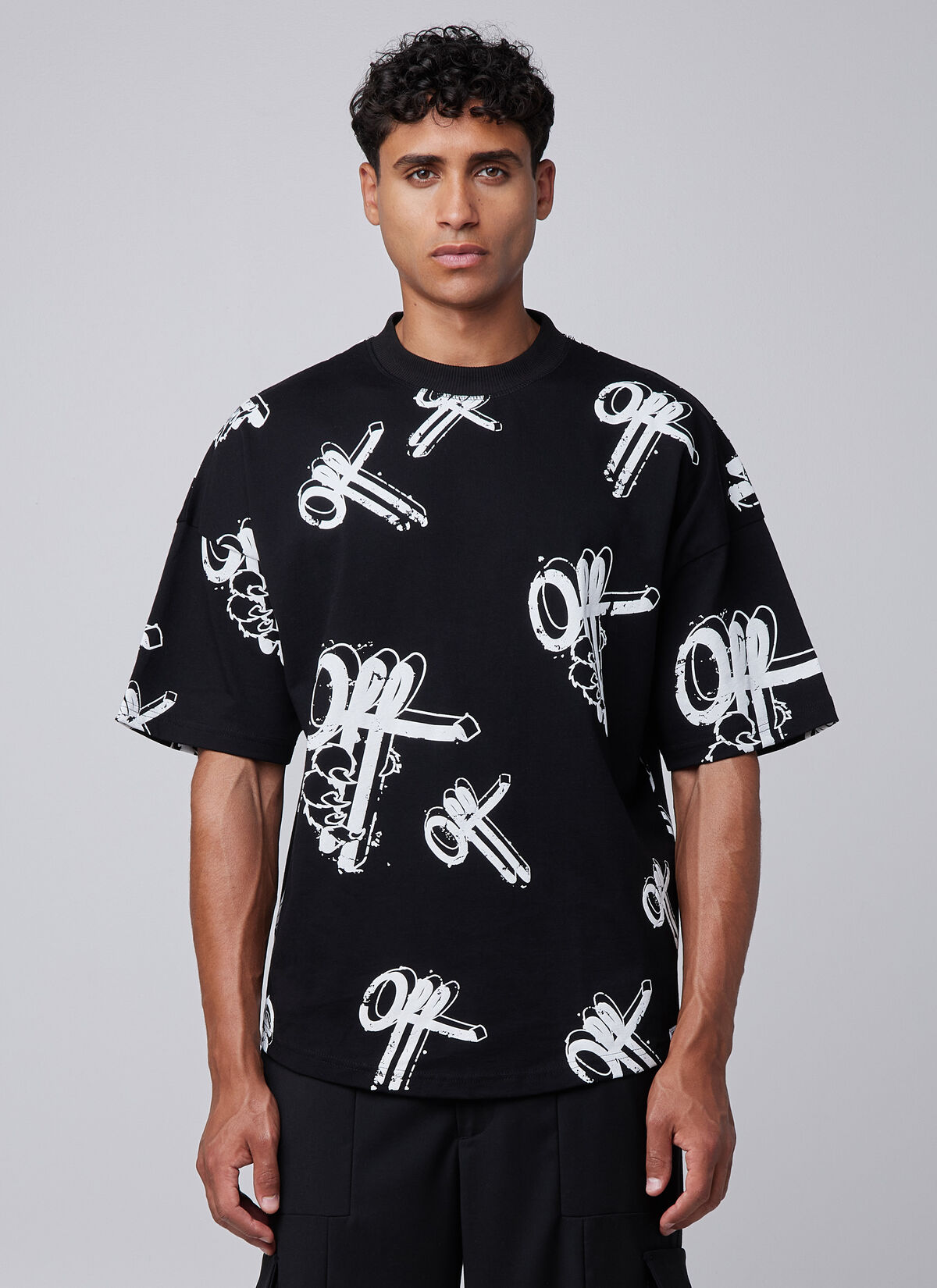 Off Mark Oversized Tee, Black, hi-res