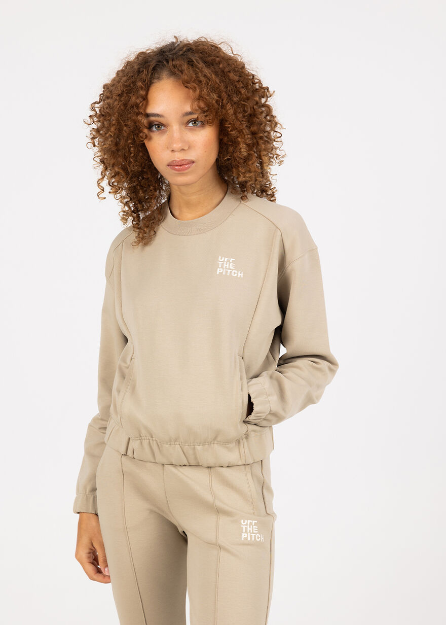Offset Jog Suit Women - 78%Cotton/17%Polyester/5% , Sand, hi-res
