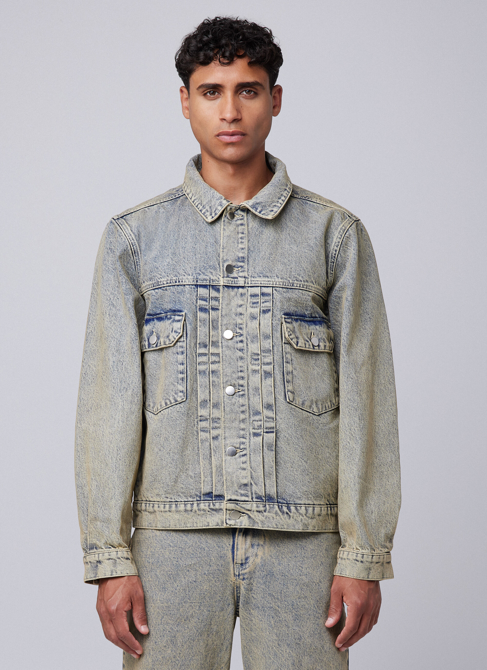 9090 Bullet Logo Boa Denim Jacket