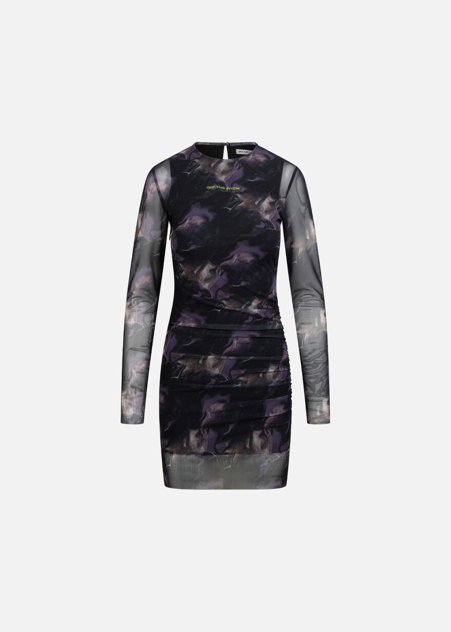Marble Mesh Dress, Purple/Black, hi-res