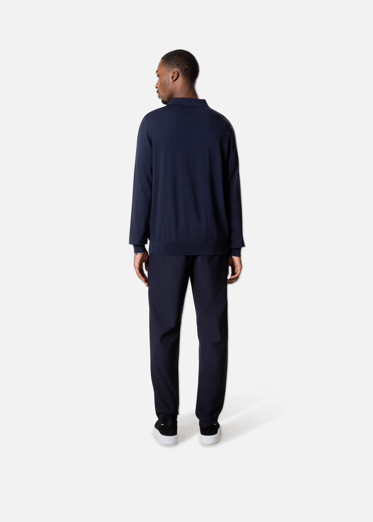 Smart Longsleeve Polo, Navy/Blue, hi-res