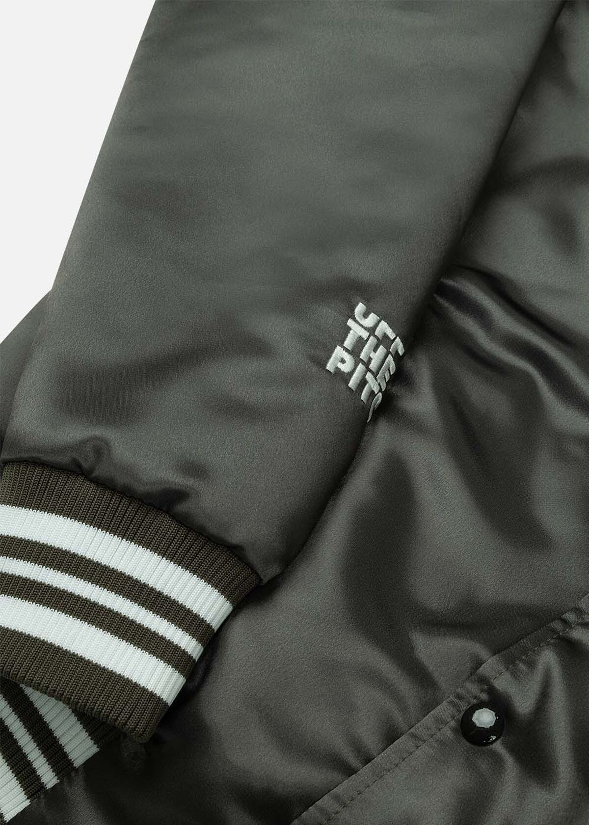 Satin Varsity Jacket, Brown/Green, hi-res
