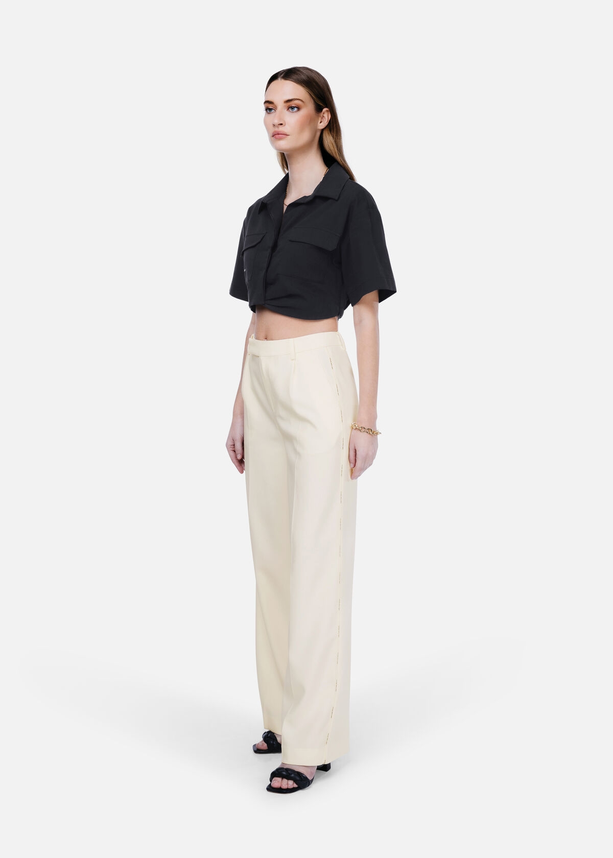 WMNS Cropped Shirt, Black, hi-res