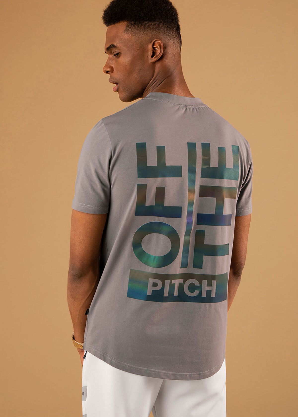 The Saturn Slimfit Tee - Black - 95% Cotton 5% Ela, Grey, hi-res