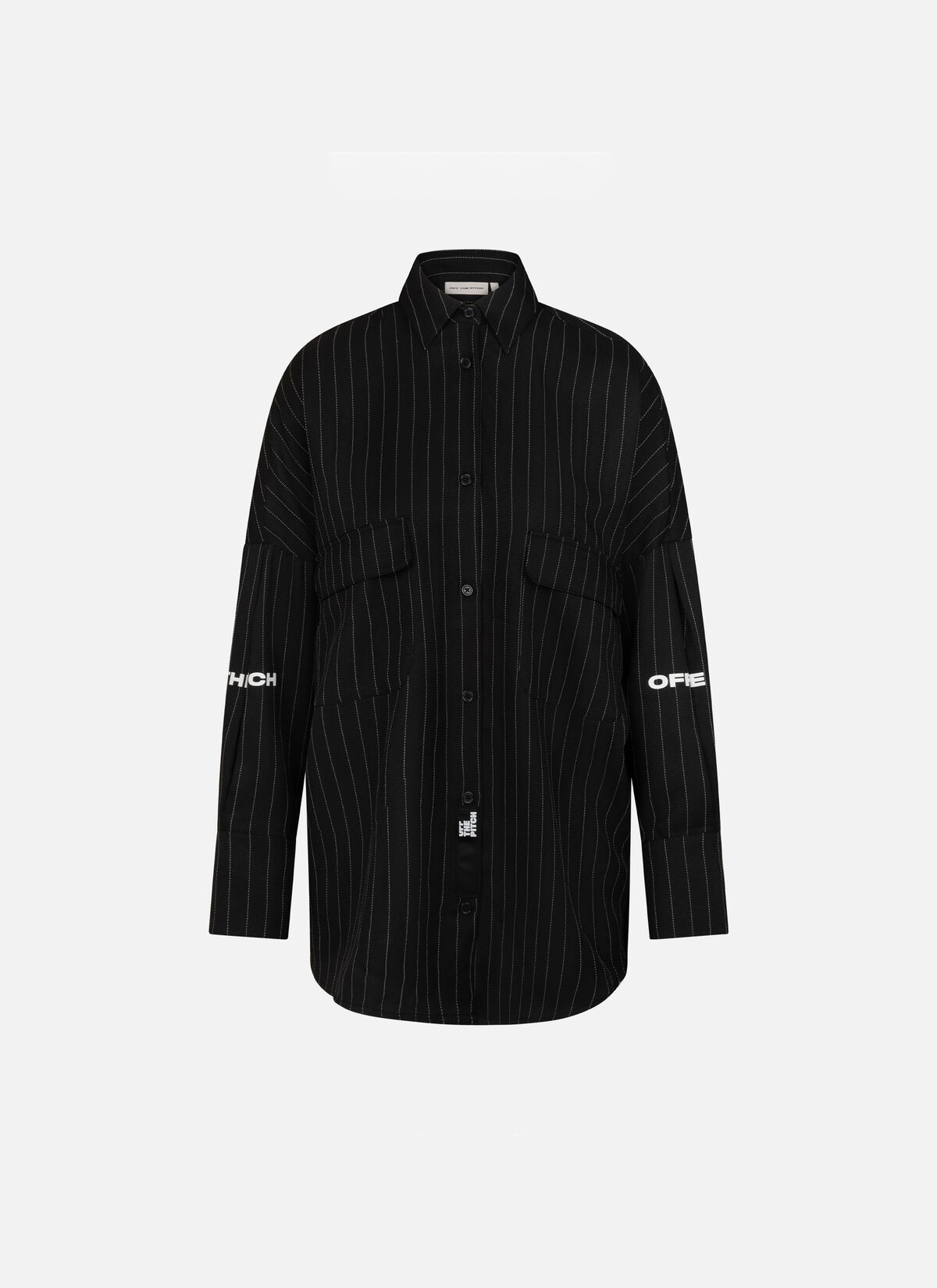 Oversized Stripe Shirt, Black, hi-res
