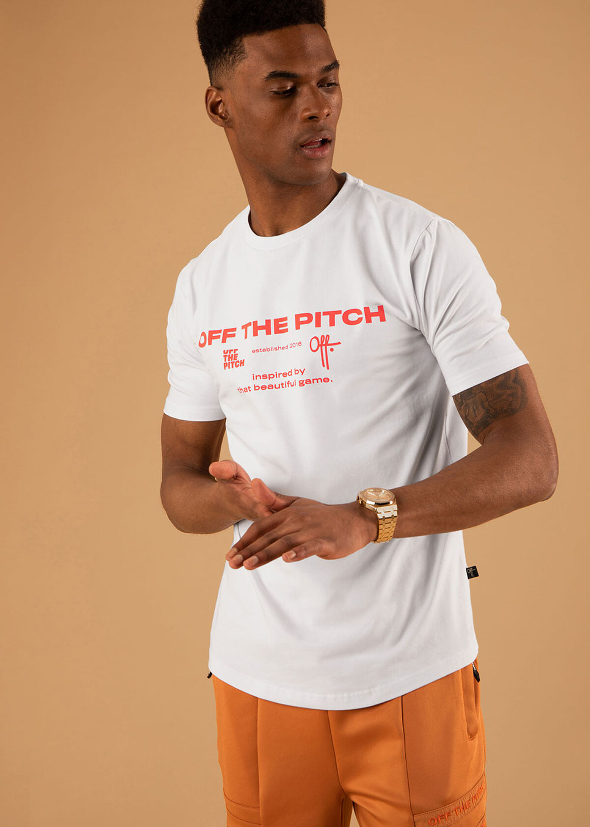 The Sage Slimfit Tee - Black - 95% Cotton 5% Elast, White, hi-res
