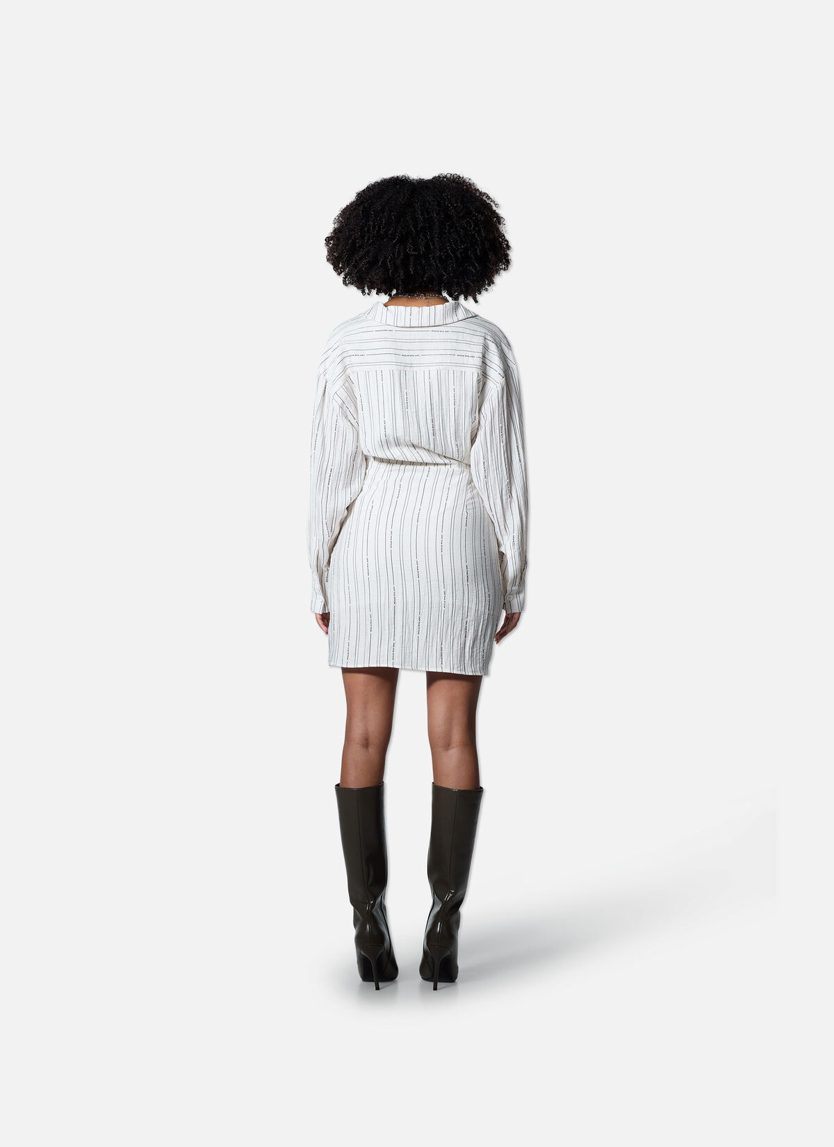 Pleated Stripe Dress, Off white, hi-res