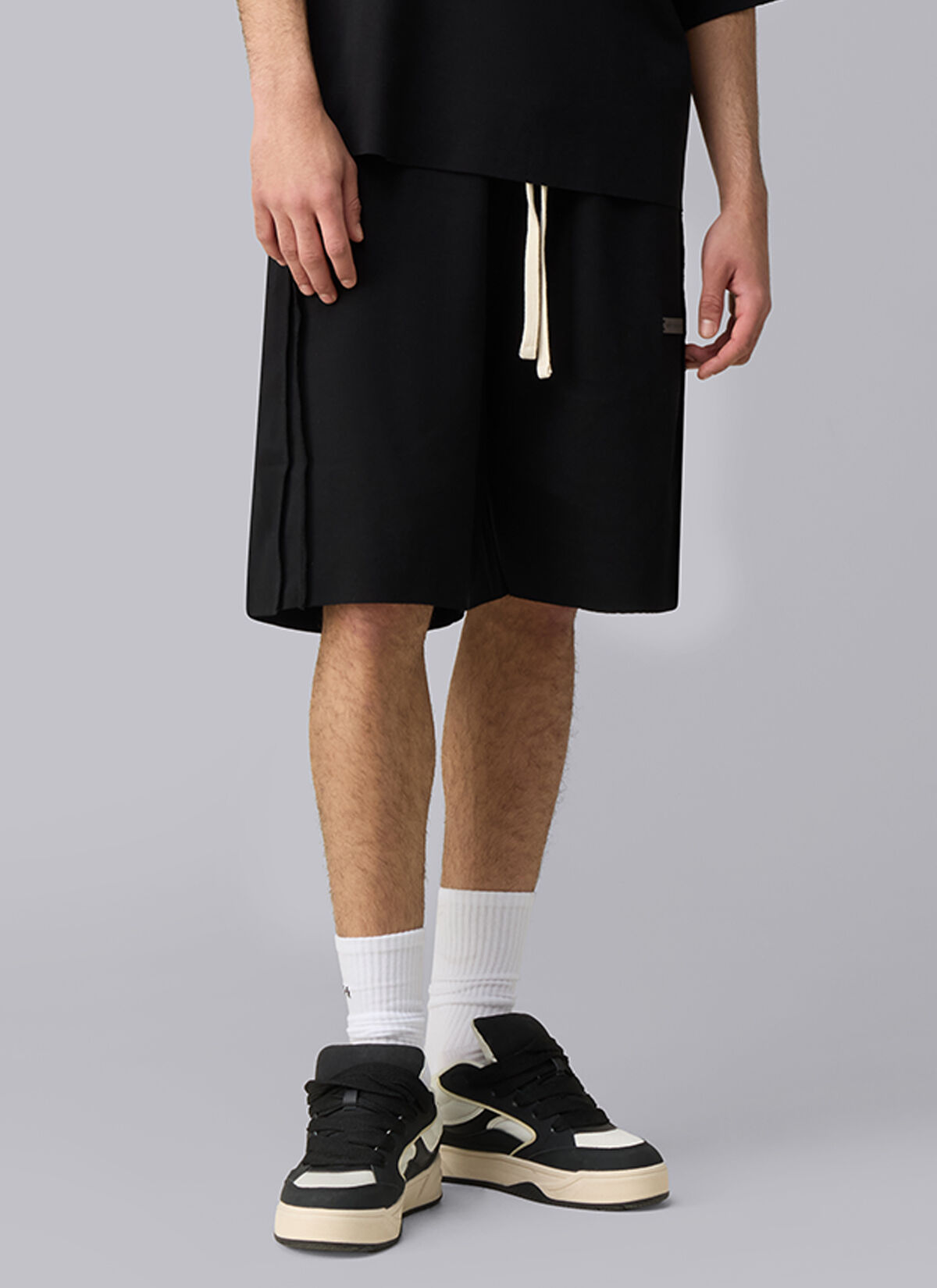 Raw Edge Echo Shorts, Black, hi-res