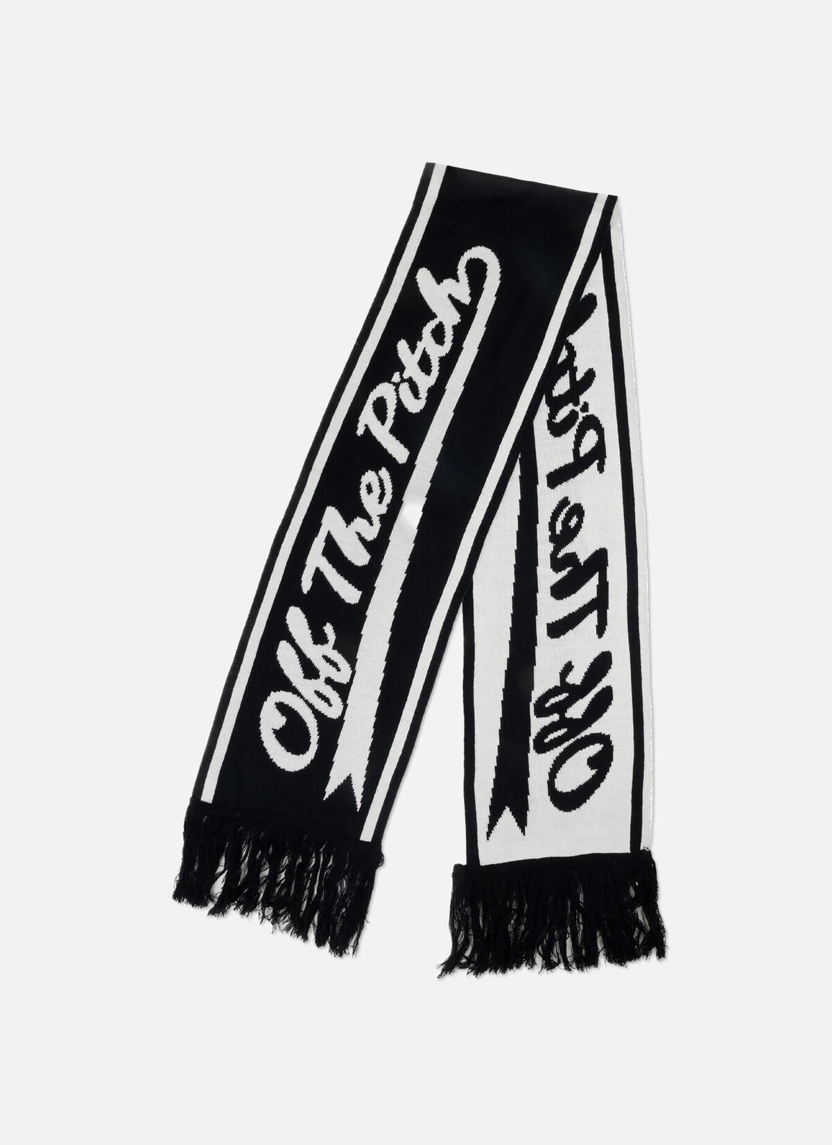 Woolblend Script Scarf, Black, hi-res