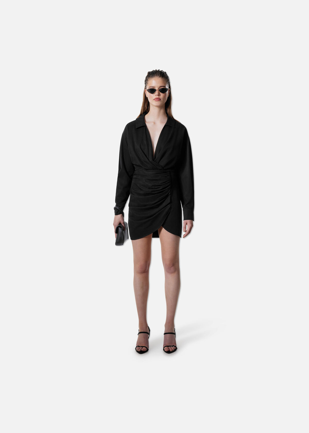 Pleated Vira Dress, Black, hi-res