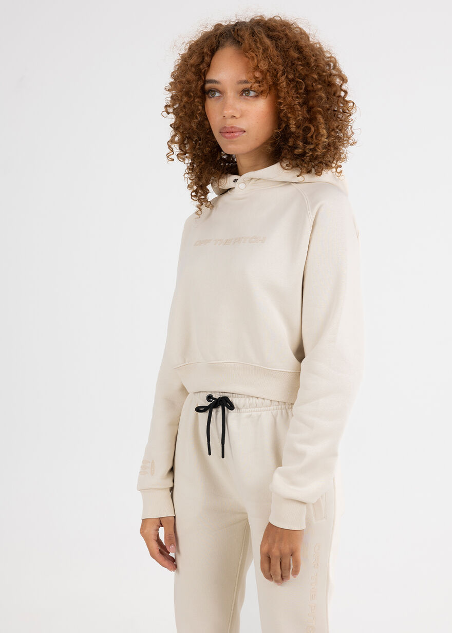 Comfort Cropped Hood Women - 100% Cotton, Crème, hi-res