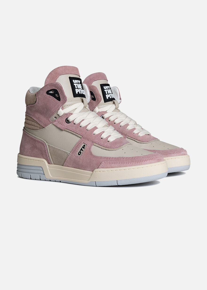 Basketta Hi - Leather/Tumbled Leather, Pink/Brown, hi-res