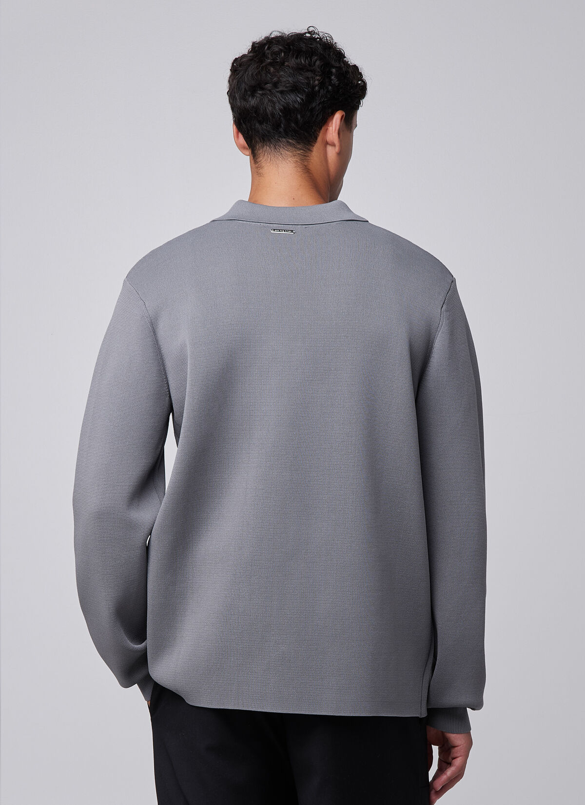 Flat Knit Tailored Overshirt, Dark grey, hi-res