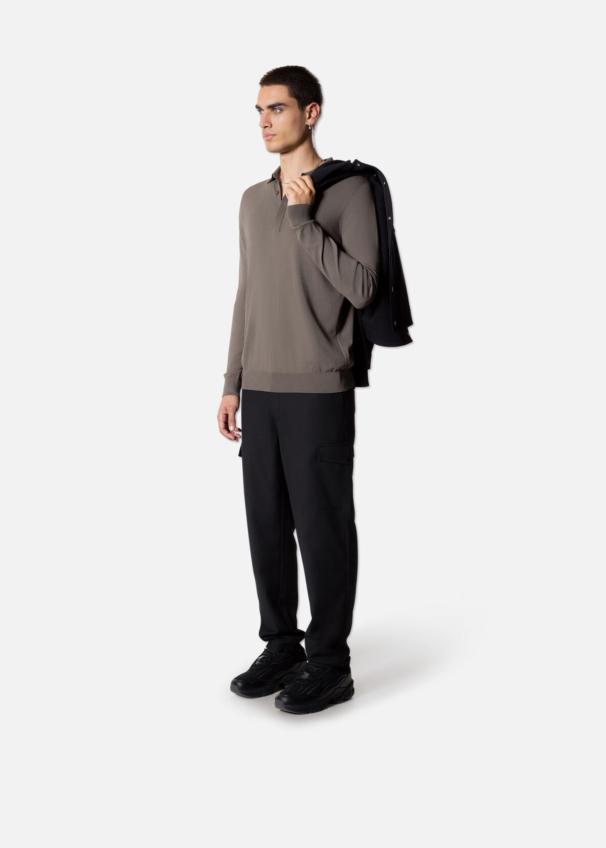 Smart Longsleeve Polo, Brown/Grey, hi-res