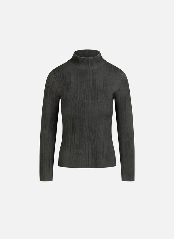 Knitted Turtleneck Mud Top