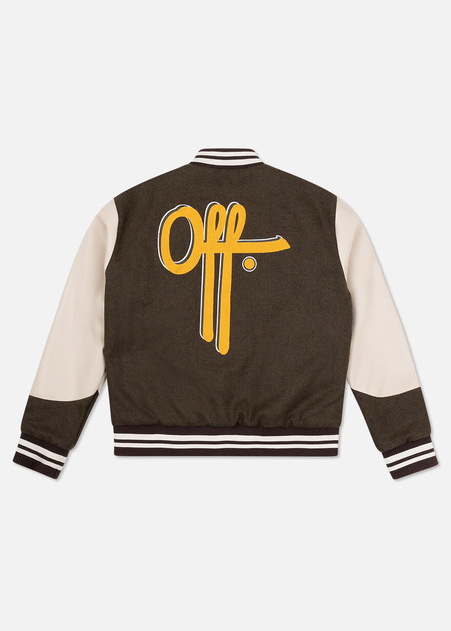 Baseball Jacket Melton - Wool, Brown, hi-res