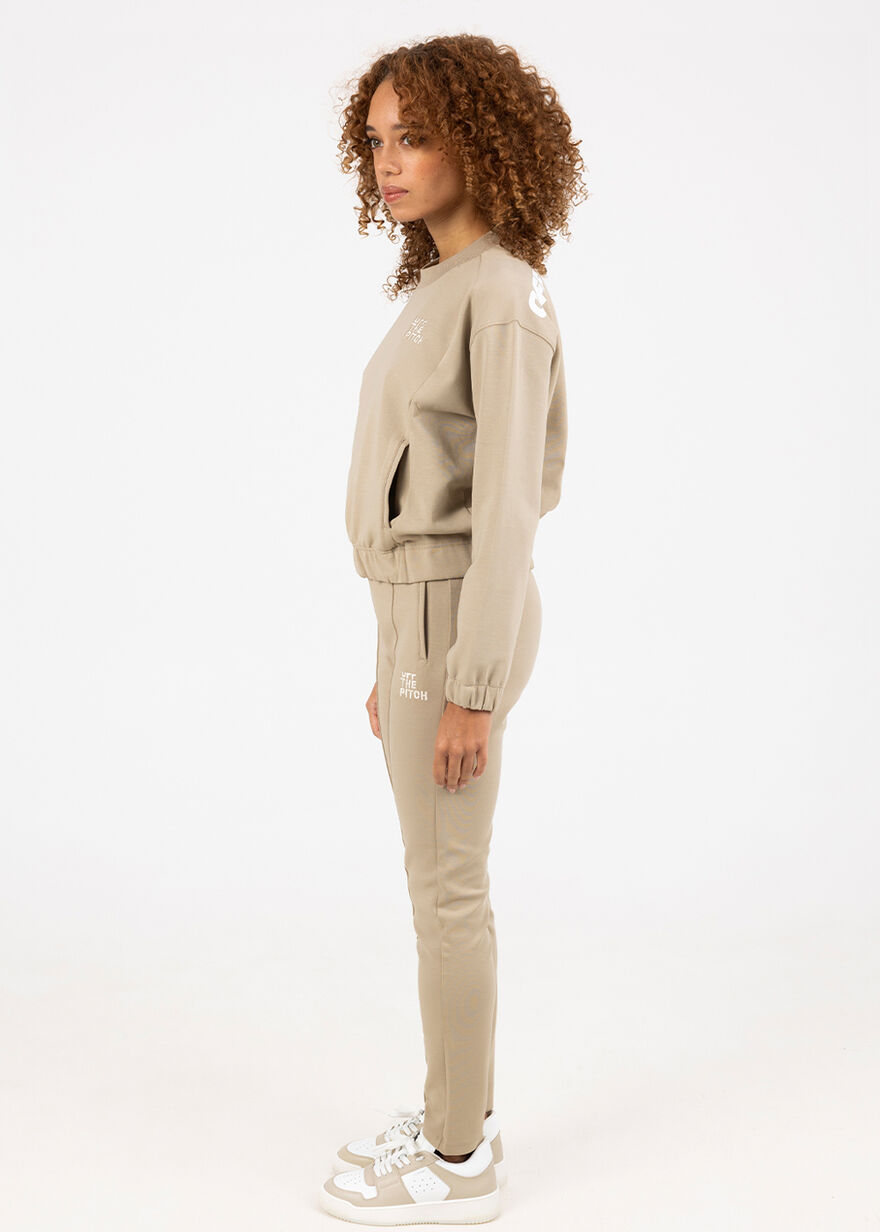 Offset Jog Suit Women - 78%Cotton/17%Polyester/5% , Sand, hi-res