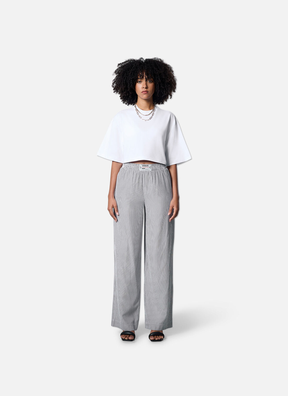 Striped Resort Pants, Black/White, hi-res