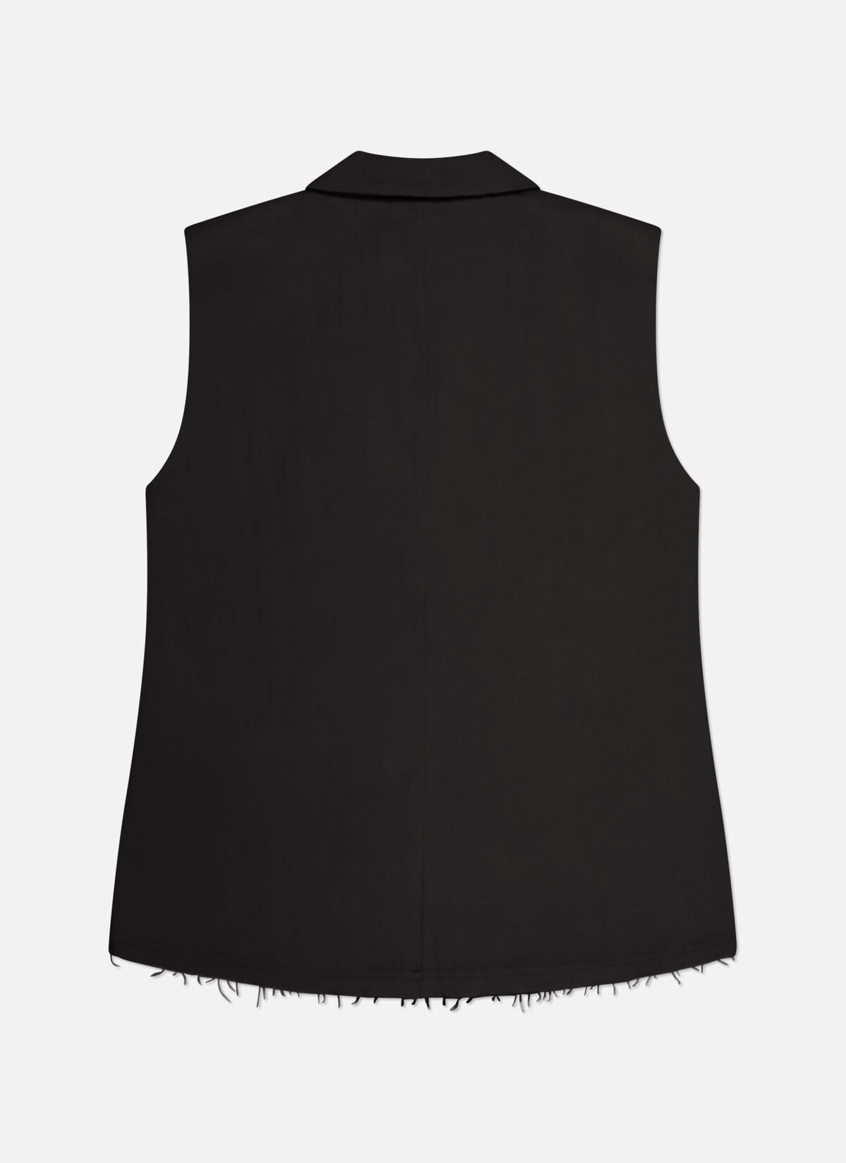 Sleeveless Frayed Blazer, Black, hi-res