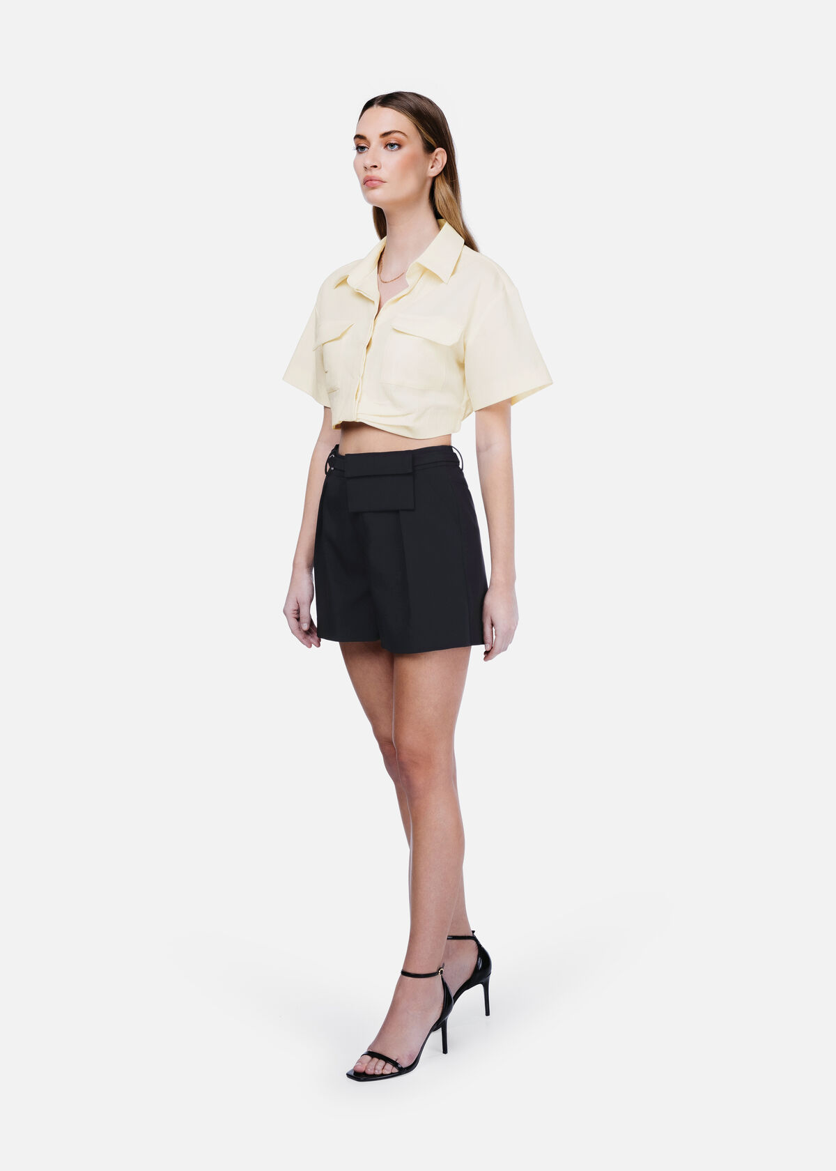 WMNS Cropped Shirt, Off white, hi-res