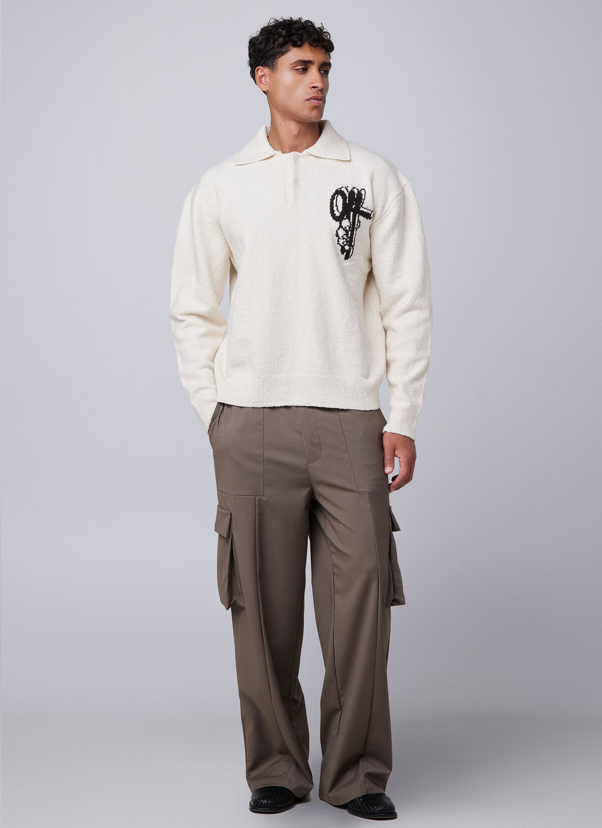 Boucle Grip Sweater, Off white, hi-res