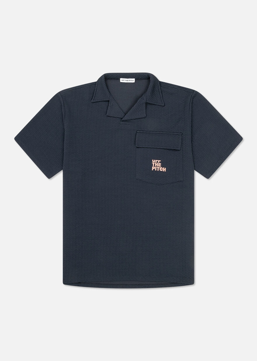 Boulevard Lapel Shirt - 97% Polyester / 3% Elastan, Navy/Black, hi-res
