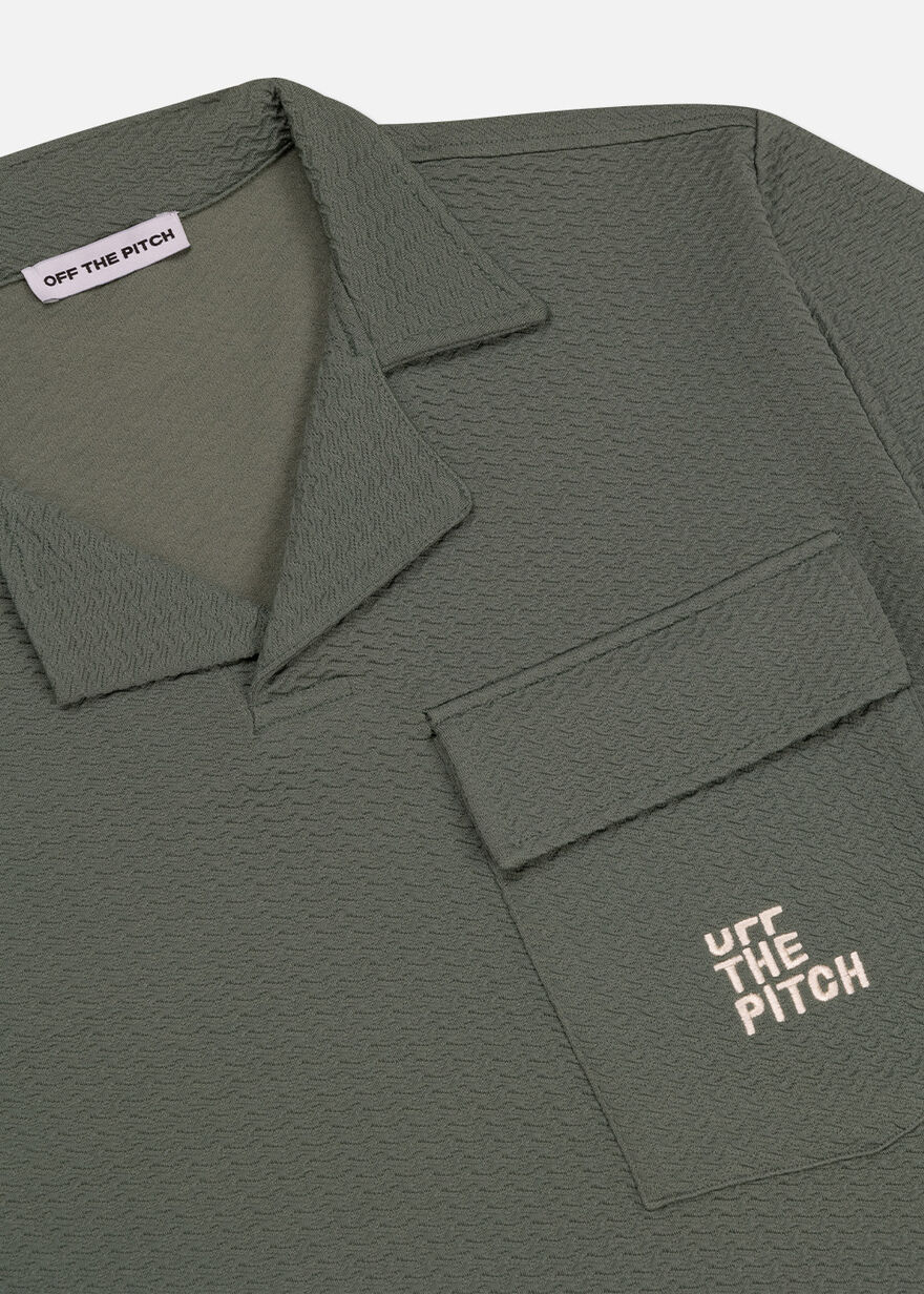 Boulevard Lapel Shirt - 97% Polyester / 3% Elastan, Forest Green, hi-res