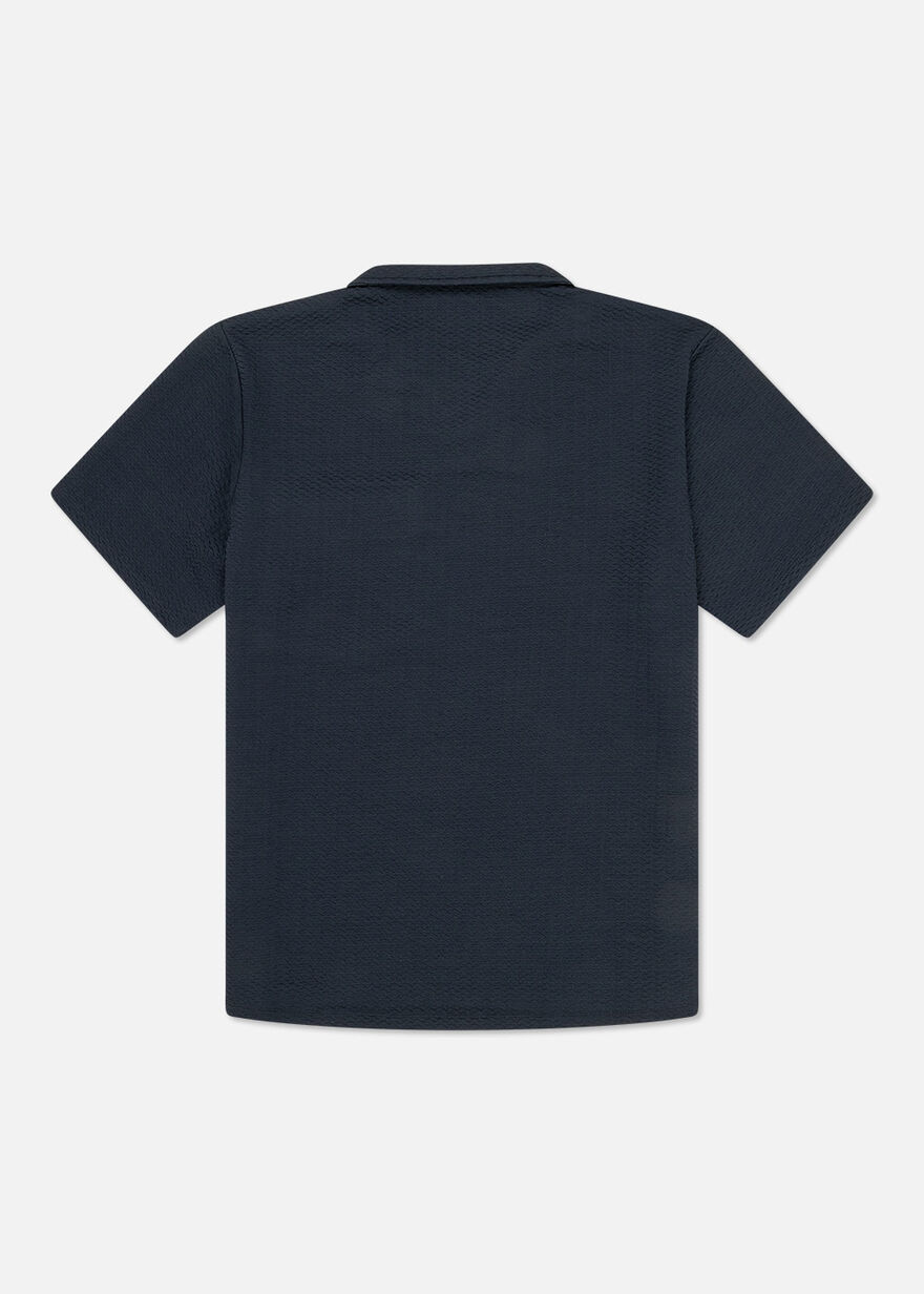 Boulevard Lapel Shirt - 97% Polyester / 3% Elastan, Navy/Black, hi-res