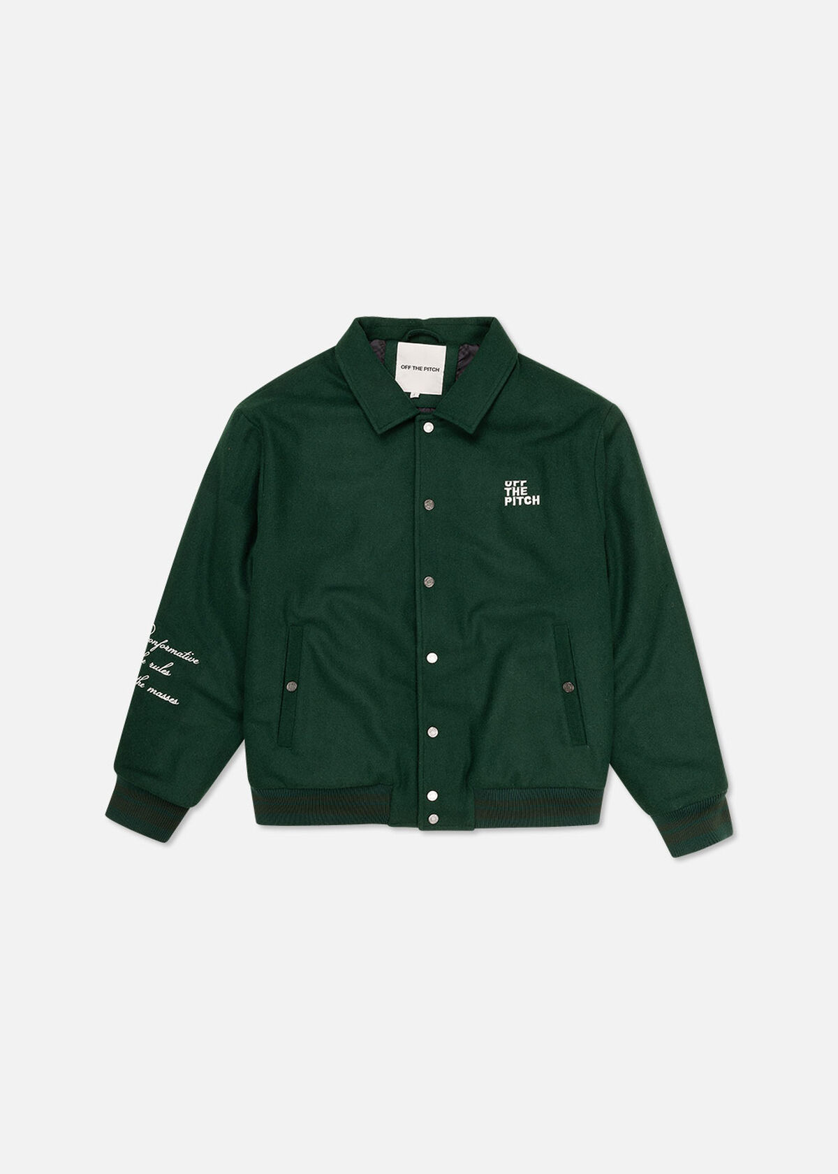 Graphic Varsity Jacket, Green, hi-res