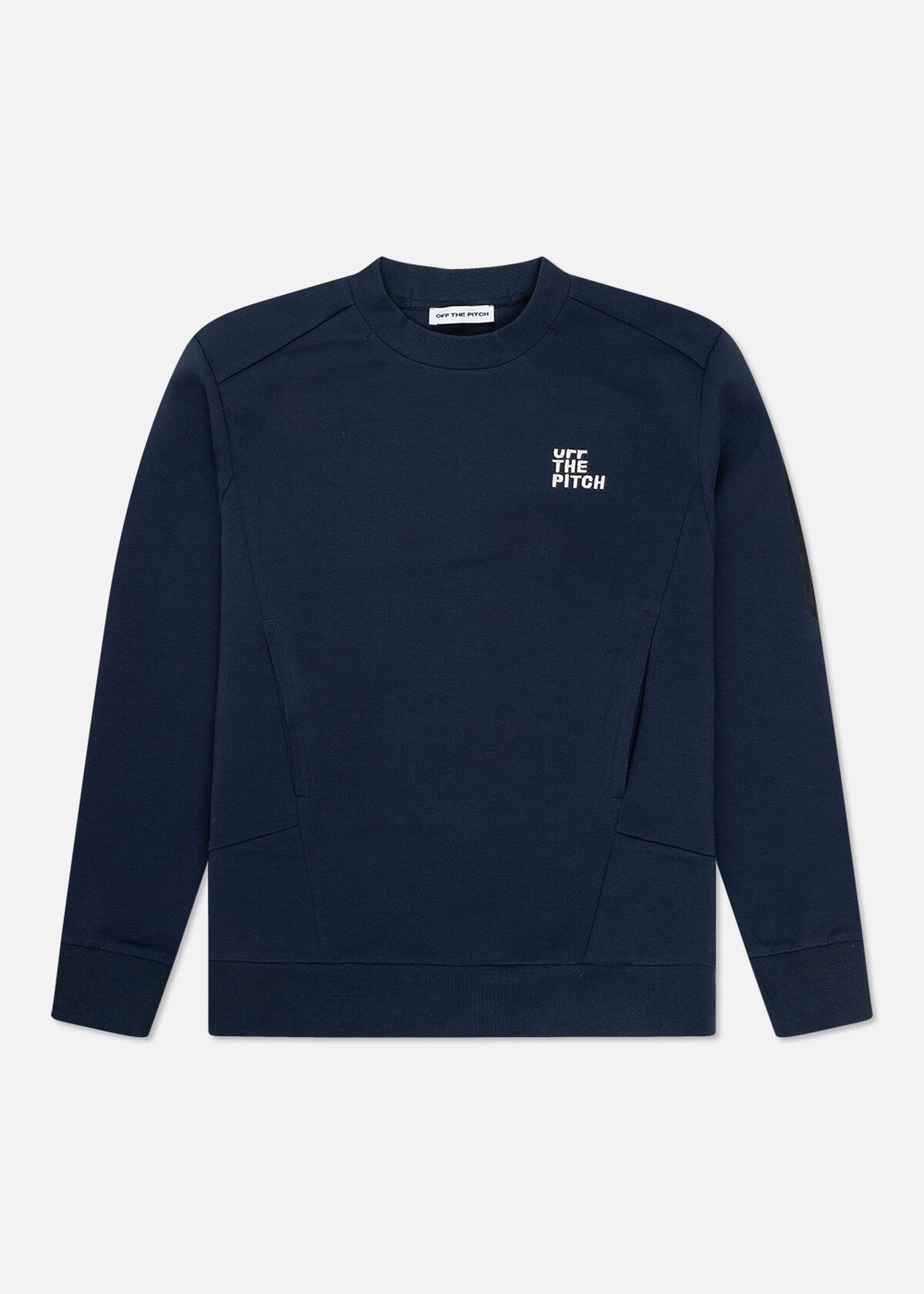 Offset Crewneck - 78% Cotton/17% Polyester/5% Elas, Navy/Black, hi-res