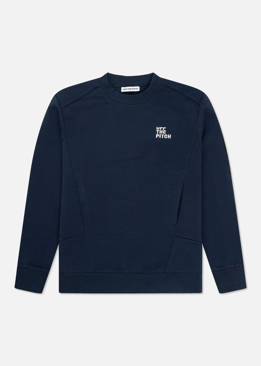 Offset Crewneck - 78% Cotton/17% Polyester/5% Elas, Navy/Black, hi-res
