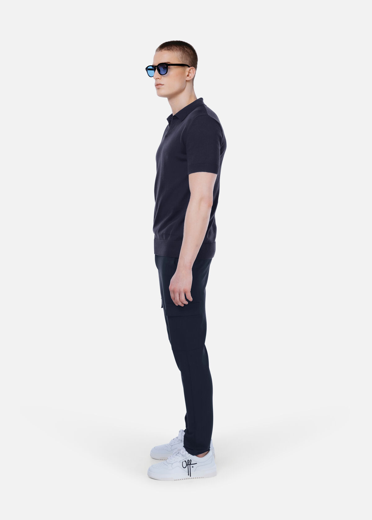 Smart Knitted Polo, Navy, hi-res