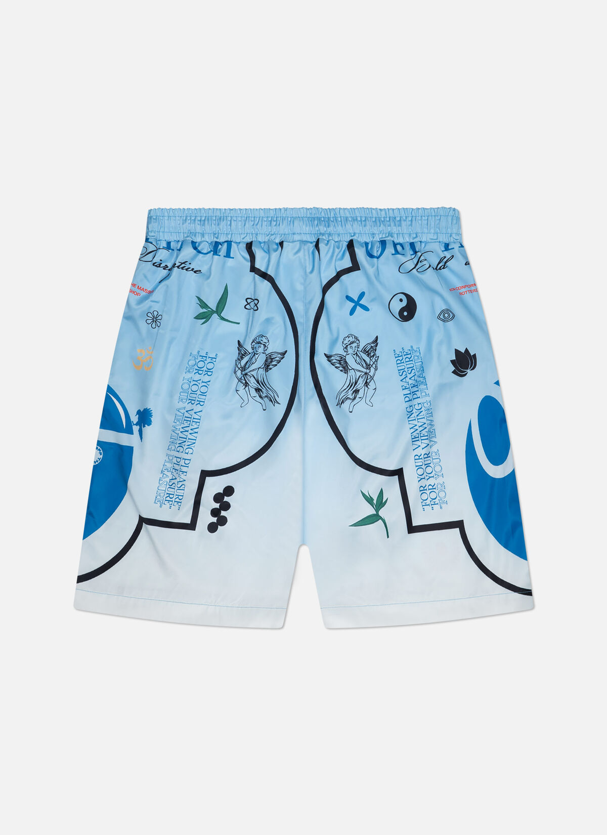 Global Satin Shorts, White/Blue, hi-res